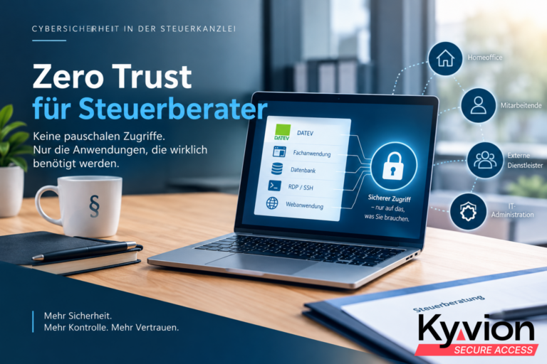 Zero Trust für Steuerberater: Warum die Kanzlei nicht länger dem eigenen Netzwerk vertrauen sollte | Kyvion Security Blog